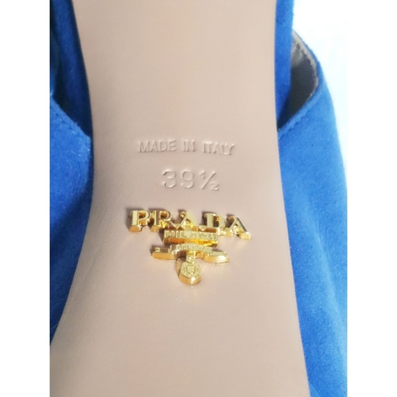 Prada Milano Blue Suede Peep Toe Pumps Heels 9.5 - Picture 4 of 5